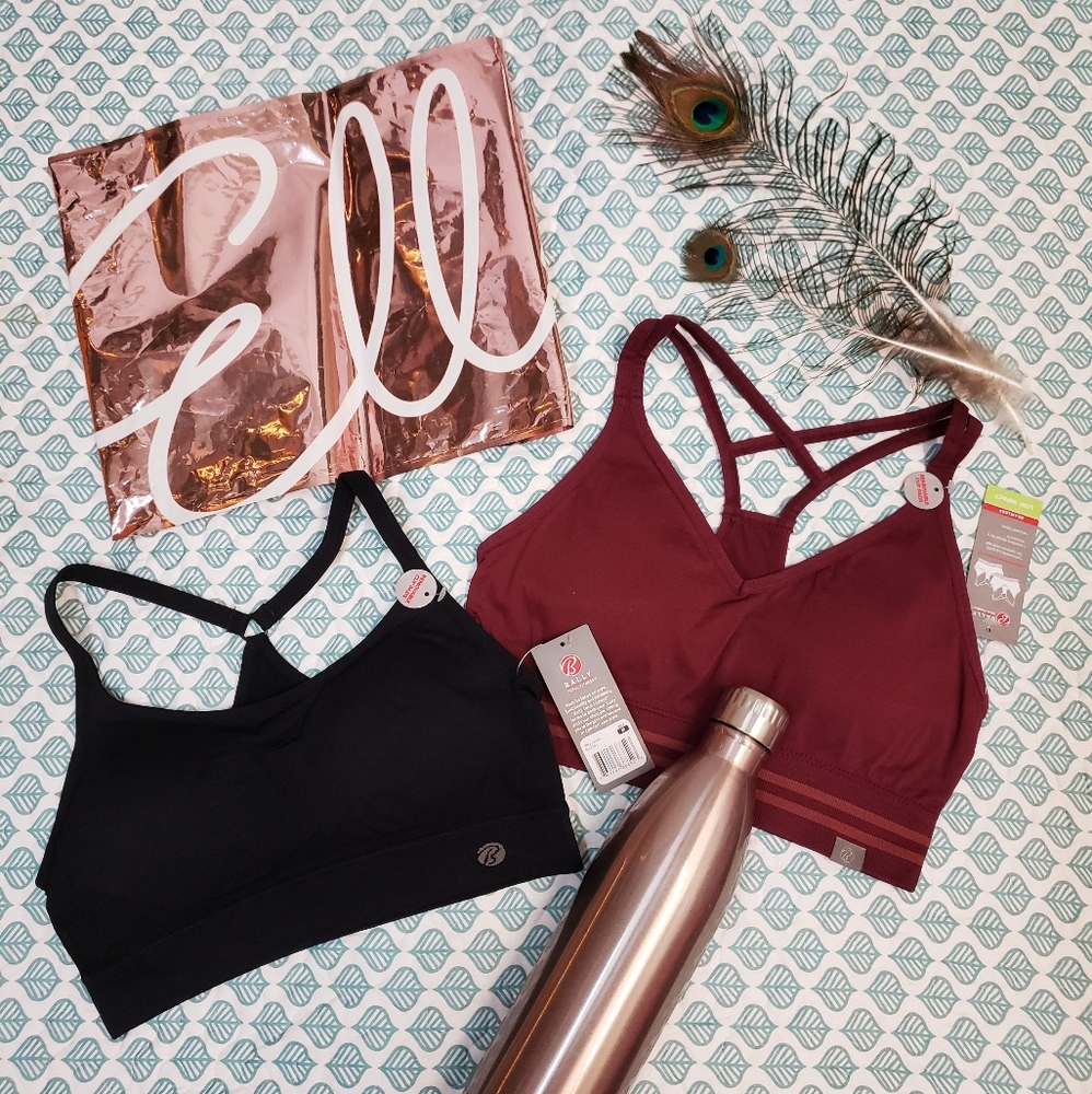 New! Bally Sports Bras Burgundy & Black